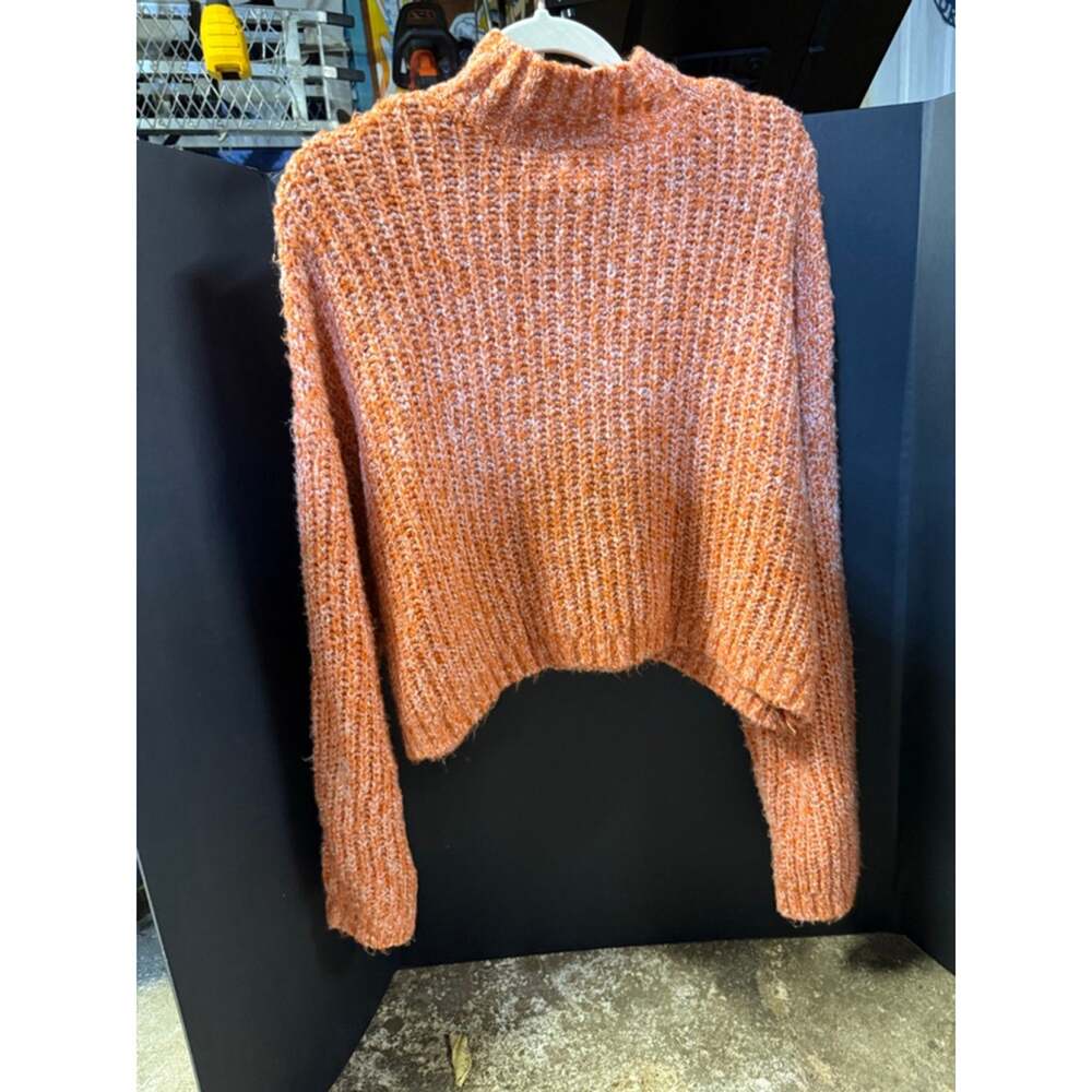 Women's Sincerely Jules Orange White Marled Mock Neck Sweater L